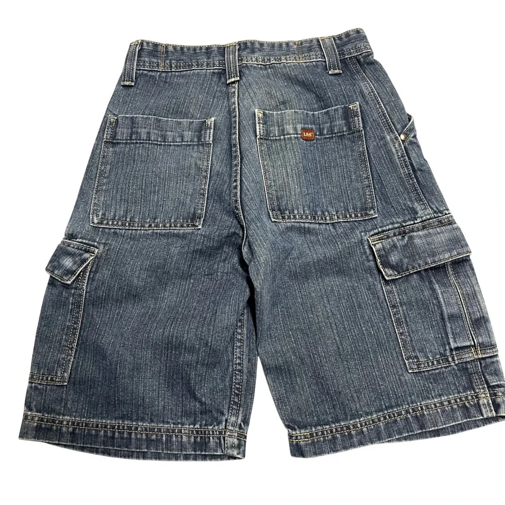 Levi Strauss Signature Cargo Shorts Blue Boys Size 10 Regular Camo Trim 0220